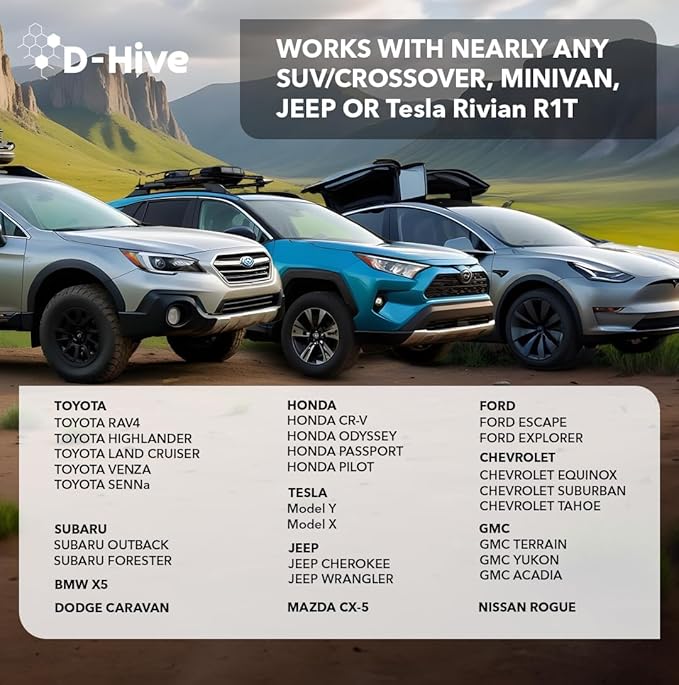 D-Hive Unbeatable Durability SUV Air Mattress for Car Camping, Durable Extra Thick 300D Oxford Fabric, Quick Easy Set-Up w/Electric Pump, Car Bed Mattress, Mattress for SUV, Air Mattress