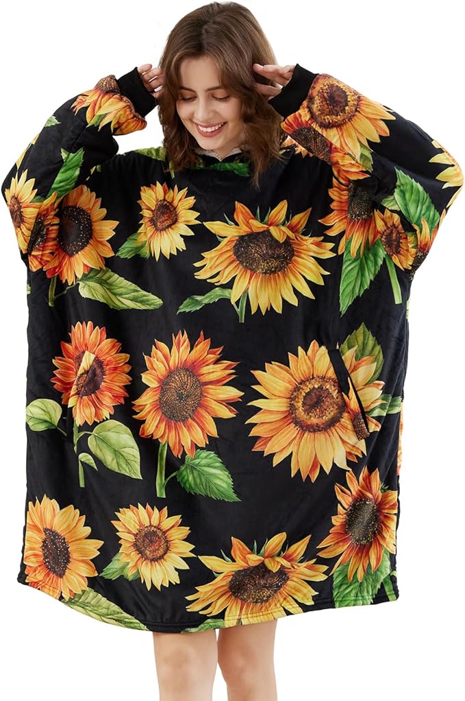 LetsFunny Blanket Hoodie,Oversized Wearable Sherpa Fleece Blanket Sweatshirt,Super Soft Warm Cozy with Giant Pocket,Gifts for Women Men Adults Teenagers Kids, One Size Fits All