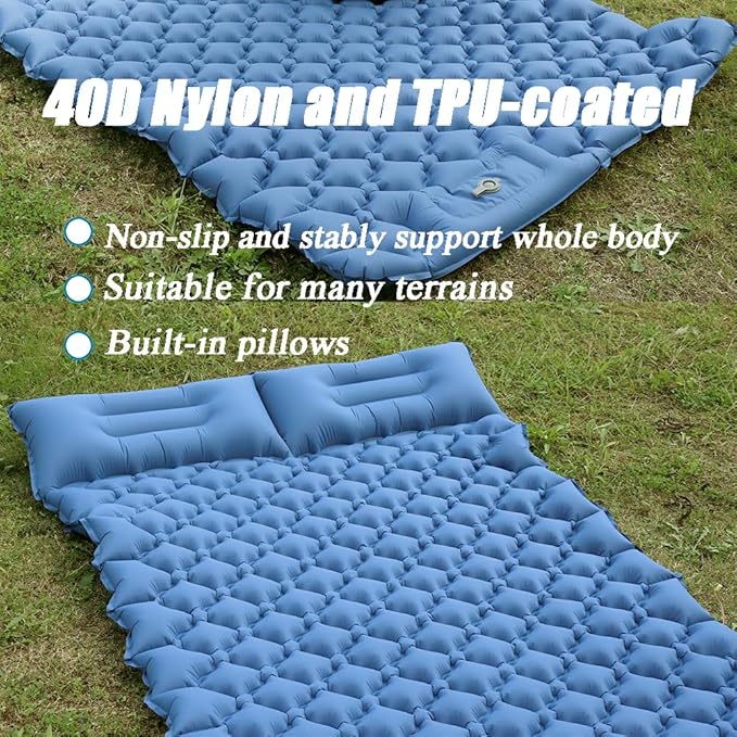 Single Camping Pad - Ultralight Inflatable Sleeping Pad, 4 Inch Thick, Waterproof & Durable, Portable for Backpacking, Hiking & Tent Camping