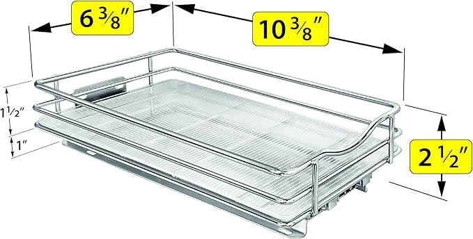 LYNK PROFESSIONAL® Pull Out Spice Rack Organizer for Inside Kitchen Cabinets - 6-1/4 inch Wide - Slide Out Drawer – Chrome Sliding Spice Cabinet Organization Shelf Racks - 1 Tier