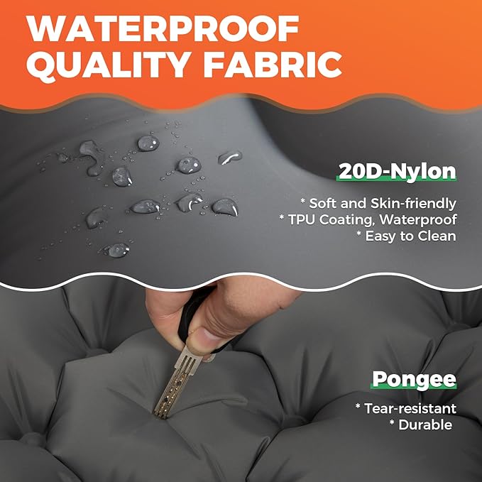 KingCamp Sleeping Pad for Camping, Ultralight Connectable Inflatable Sleeping Pad Camping Mattress with 6.3" Built-in Pillow & Foot Pump for Backpacking Hiking Tent Cot