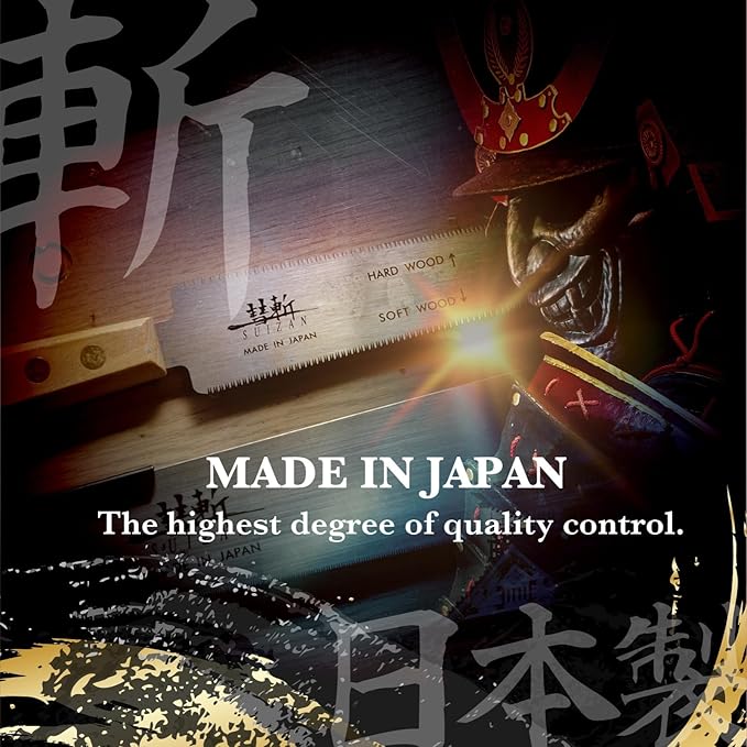 SUIZAN Flush Cut Saw 5" - Professional Japanese Pullsaw Ryoba Double Edge Handsaw Woodworking Tools