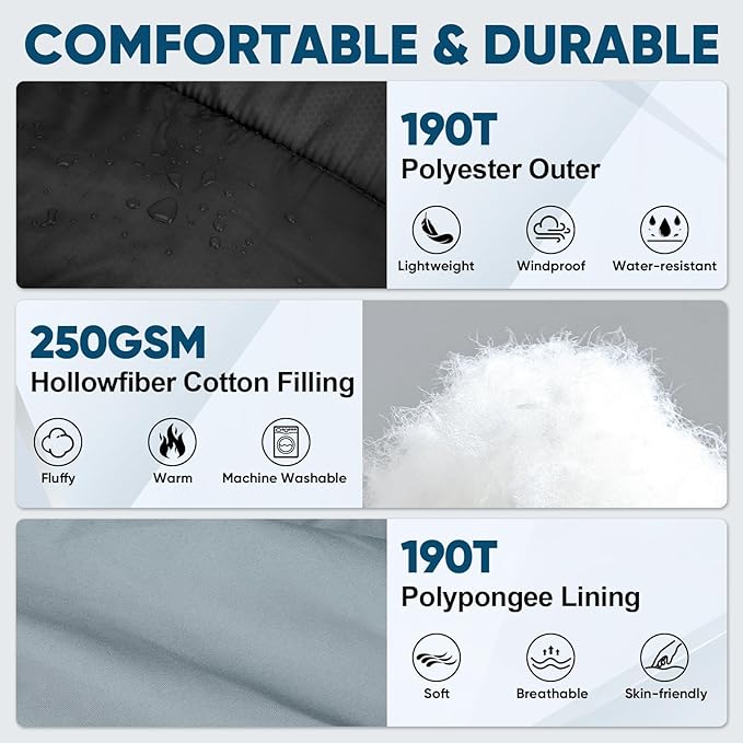 PTEROMY Sleeping Bags for Adults, Lightweight Water Resistant Backpacking Camping Sleeping Bag for Warm Cold Weather, Camping Essentials for Hiking Outdoor Travel