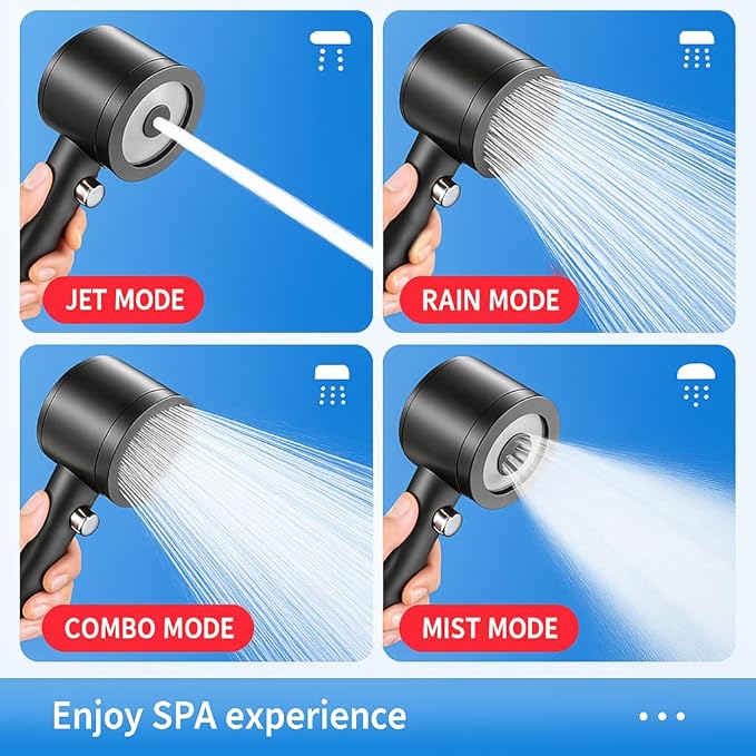 Portable Shower for Camping, Rechargeable Camping Shower with 4 Spray Modes, IPX7 Waterproof Outdoor Camp Pump for Hiking, Travel, Car, Pet