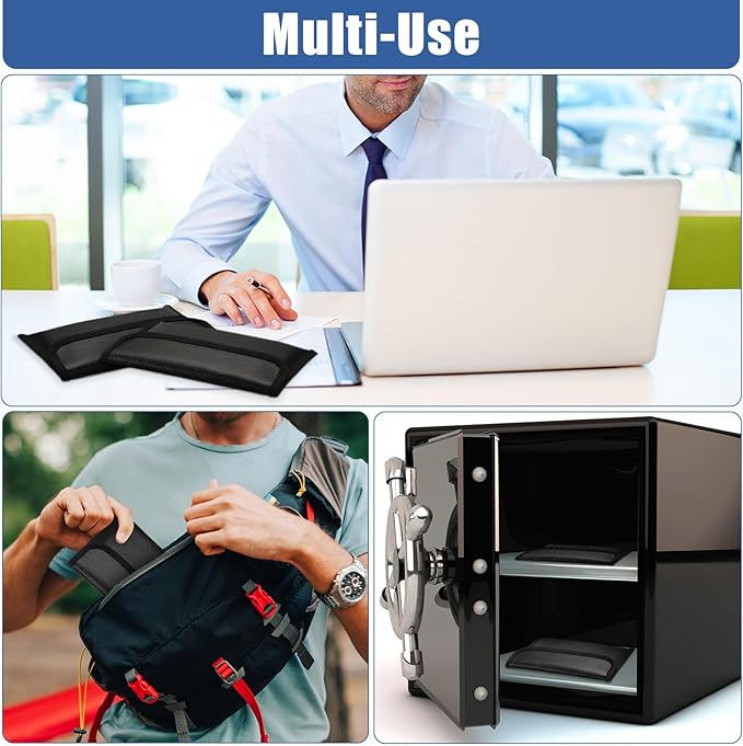 Leinuosen 6 Pack Small Fireproof Bag 8 x 5 Inch Fireproof Money Waterproof Pouch Document Bag with Zipper Silicone Coated Money Holder Safe Accessories for Valuables Passport(Black)