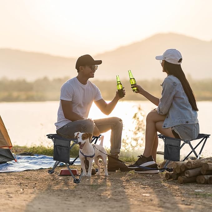 KABOER 2 Pack Folding Camping Stool Portable Outdoor Camping Chair for Fishing BBQ Hiking Gardening and Beach,Travel with Carry Bag(Black)