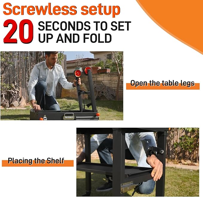 Grill Cart for Blackstone Griddle, Sturdy Grill table, Blackstone Stand for 22 inch with Caddy, Blackstones Griddle Table with Wheels, Griddles Table Ninja Grill Stand for Tailgating, Camping