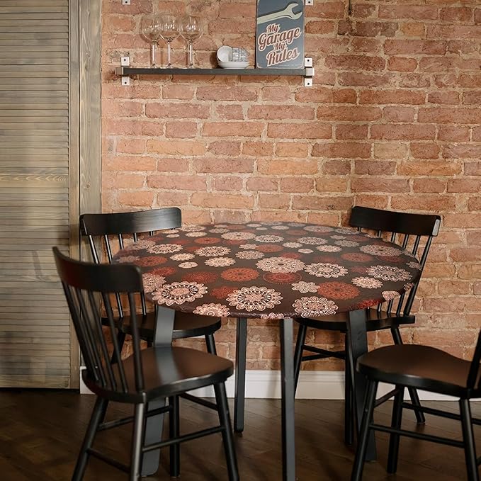 LAMINET Elastic Fitted Table Cover - Medallion - Small Round - Fits Tables up to 44 Diameter