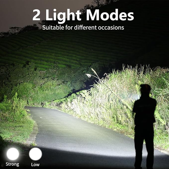 Super Bright Flashlight 1400LM 6800mAh Handheld Spotlight,50H Long Lasting Rechargeable Spotlight IP67 Waterproof Bright Flashlight Lightweight for Camping Hiking Boating(Aluminium head ring)