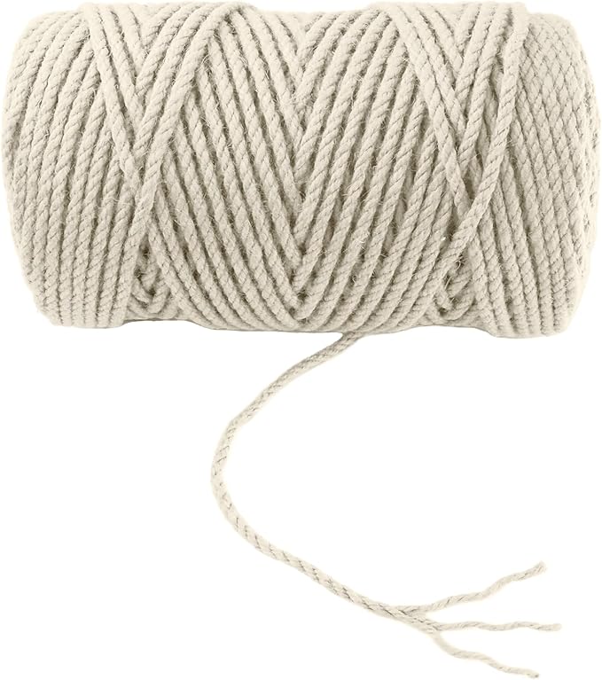 4mm x 300 Feet White Jute Rope, Twine for Gardening Tomato Climbing Plant Tie Floristry Crafts Gift Wrapping Packing Decor