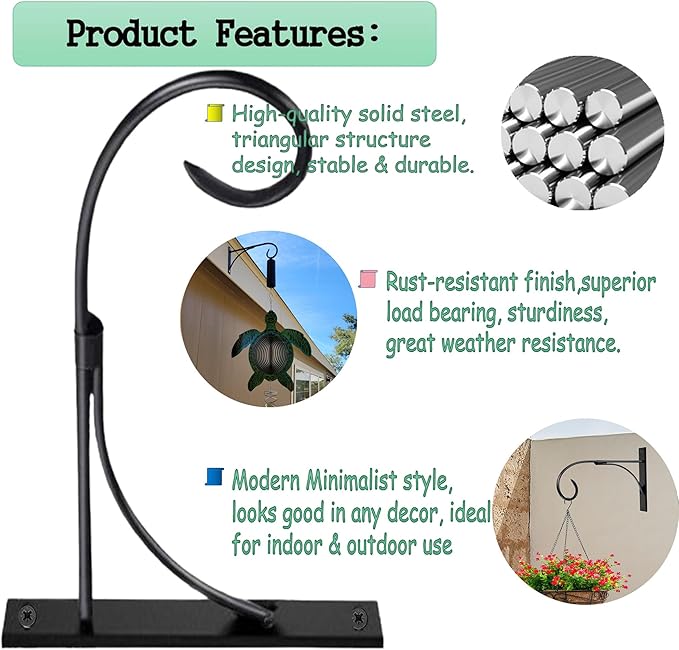 Outdoor Hanging Bracket, 10.5-inch Plant Hangers Outdoor Indoor Set of 4, Rust-Proof Metal Hanging Plant Bracket, Wall Mount Hanging Plant Hooks for Hanging Baskets Plant Lantern Bird Feeder