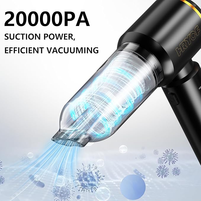 Handheld Vacuum,Car Vacuum Cleaner,4-in-1 20000PA High Power Portable Rechargeable Vacuum Cleaner with Brushless Motor, Small Handheld Vacuum & Air Blower & Pump-Black
