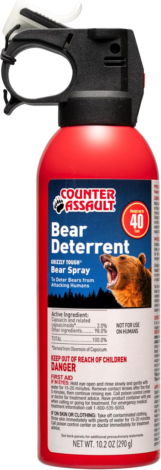 Counter Assault Bear Spray - Bears, Mountain Lions, Coyotes - Long-Range 40ft Distance - Pepper Spray Safety Gear for Hiking & Camping Protection - 2% Capsaicin - 10.2 oz