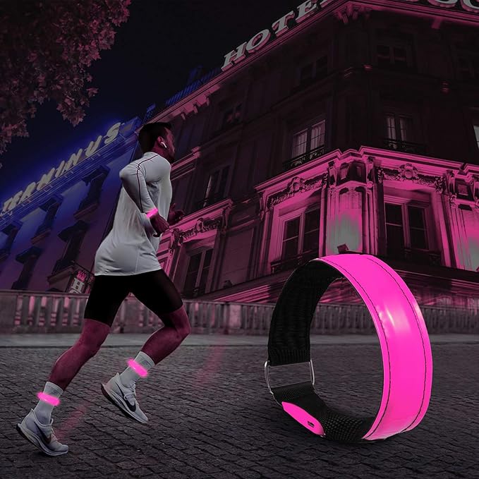 Rechargeable LED Armband for Running(2 Pack), Light Up LED Armband, High Visibility Reflective Running Gear for Night Safety, Running Lights for Running Walking Cycling