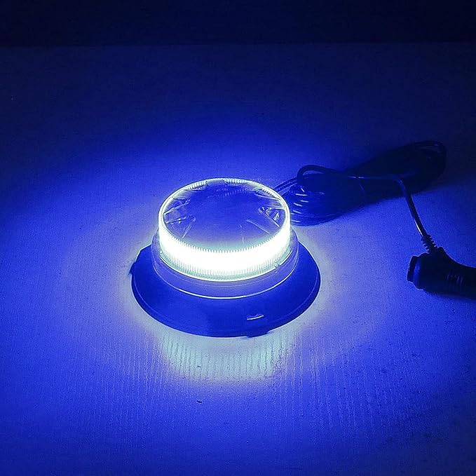 AUXMOTEC Blue Led Emergency Strobe Beacon Lights Bar with Magnetic Mount and 8 Flash Models Warning Safety Flashing Rooftop Signal Lamps for Firefighters Police Vehicles(24-LED 12V-24V)