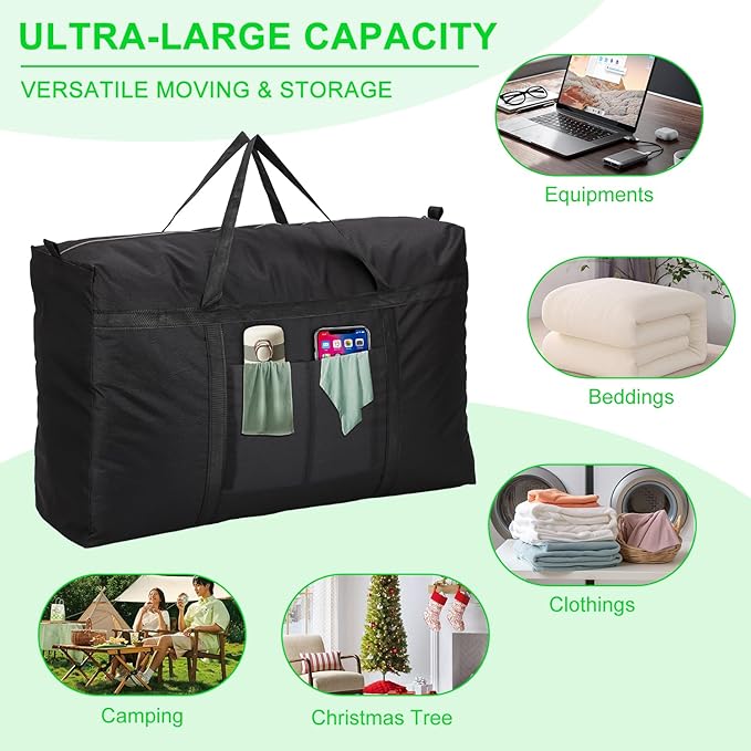 127L-34 Gallon Multipurpose Extra Large Storage Bags,Heavy Duty Moving Bags,Totes Moving Boxes Supplies for College,Christmas Tree Bag,Duffle Bags for Travel for Space Saving Moving Storage