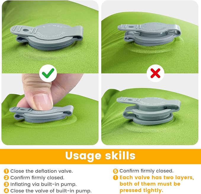 Double Sleeping Pad, Ultralight 4in Extra-Thick for 2 Person with Built-in Pillow & Foot Pump Sleep Mat, Compact Inflatable Camping Mat for Backpacking Hiking Travel Tent Camp Gear Gifts