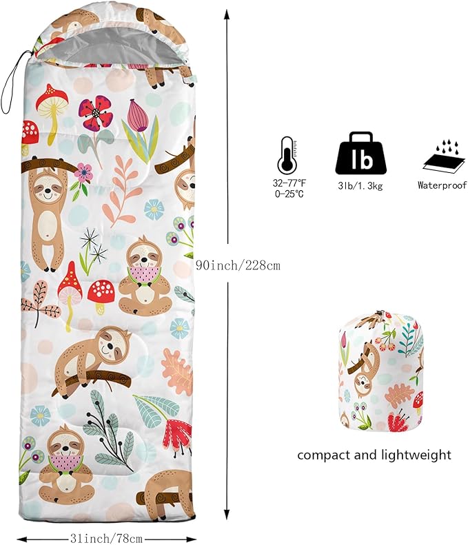 QOOMO Camping Sleeping Bags,3 Season Warm & Cool Weather,Lightweight,Waterproof Sleeping Bags for Adults & Kids,Traveling,and Outdoors,Camping Gear Equipment