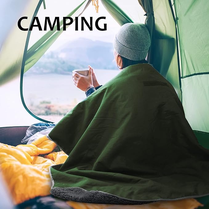 Tirrinia Large Waterproof Outdoor Blanket, Soft Warm Windproof Stadium Blanket with Sherpa Fleece and Foldable for Outdoor Sport, Baseball, Football, Beach, Concerts, Car