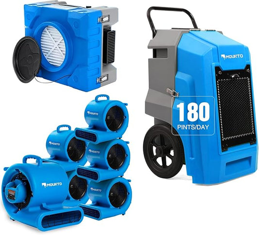 MOUNTO Water Damage Restoration Combo Package Deals (6xAir Mover, 1X Air Scrubber, 1X LGR Dehumidifiers)
