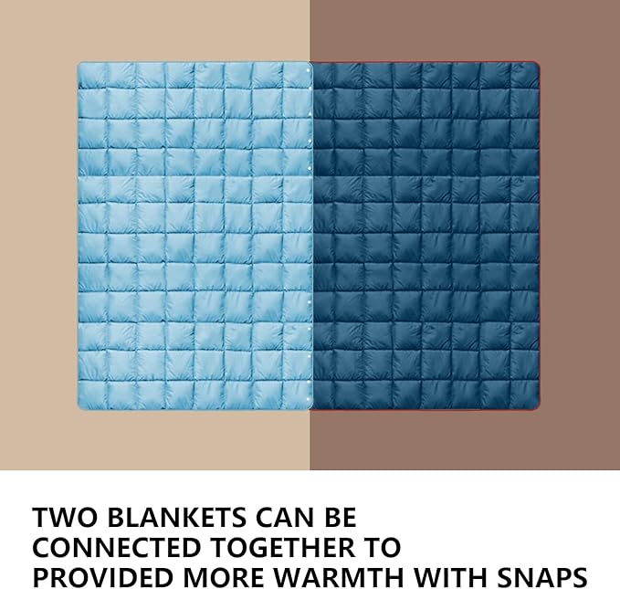 zzlamb Puffy Down Camping Blanket Water-Repellent, Down Throw Travel Blanket Portable for Outdoor, Light Warm Quilt for Couch Plane Car Theater Stadium Picnic RV Backpacking Hammock