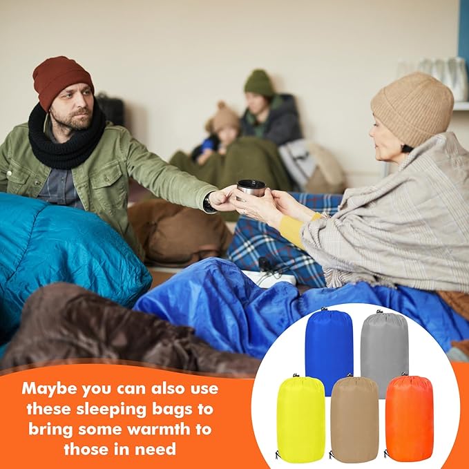 10 Pcs 0 Degree Camping Sleeping Bags Bulk for Adults Cold Weather Sleeping Bags 4 Season Warm Waterproof Lightweight with Compression Sack for Backpacking Hiking Travel Homeless