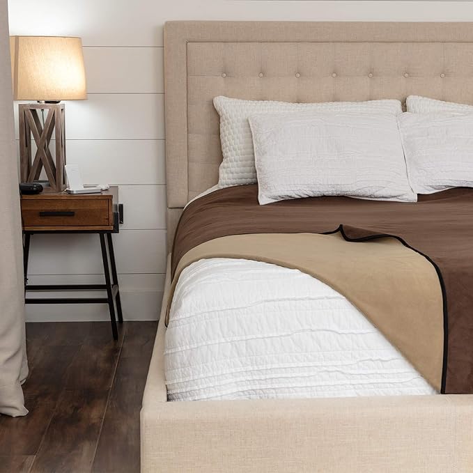 Waterproof Blanket Large – No Mess Soft and Cozy Waterproof Throw Blanket Against Accidents, Spill & Stain Proof Easy to Clean Splash Blanket Cover, Reversible Brown 80”x90”