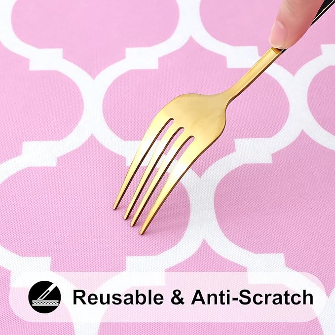 Smiry Rectangle Picnic Table Cover, Waterproof Elastic Fitted Camping Tablecloths for 4 Foot Tables, Wipeable Flannel Backed Vinyl Tablecloth Protector for Indoor, Outdoor (Pink, 24x48 Inches)