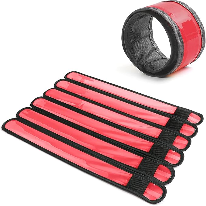 Pack of 6 LED Light Up Band Slap Bracelets Night Safety Wrist Band for Cycling Walking Running Concert Camping Outdoor Sports