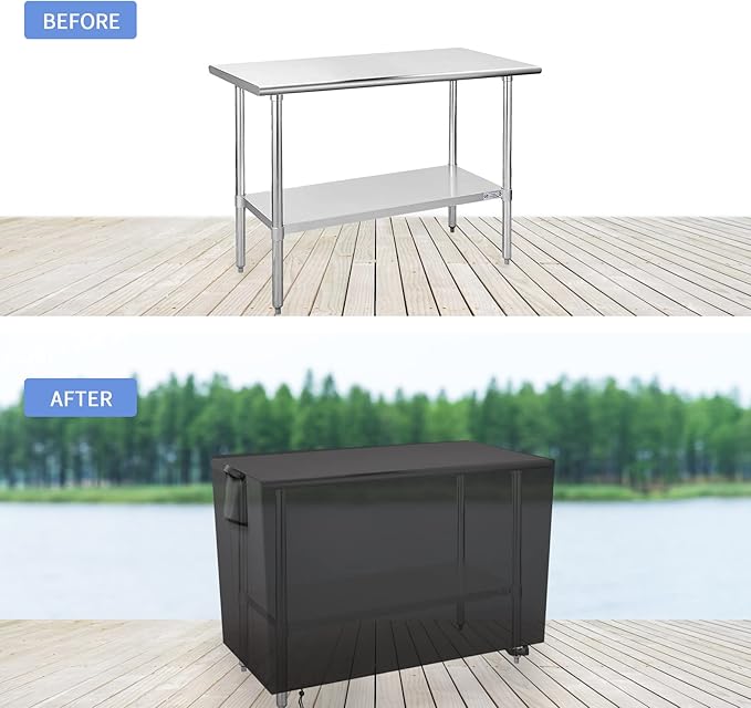 Outdoor Prep Table Cover 30 Inch,Waterproof Patio Stainless Steel Metal BBQ Table Cover All Season Protection for Outdoor Table - 30 x 24 x 35 Inch