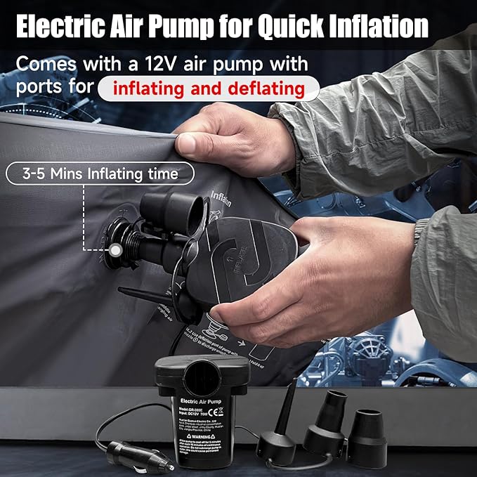 Car Air Mattress, Inflatable SUV Truck Car Camping Mattress for Back Seat, Thickened Travel Car Bed Sleeping Pad with Car Air Pump 2 Pillows (Grey)