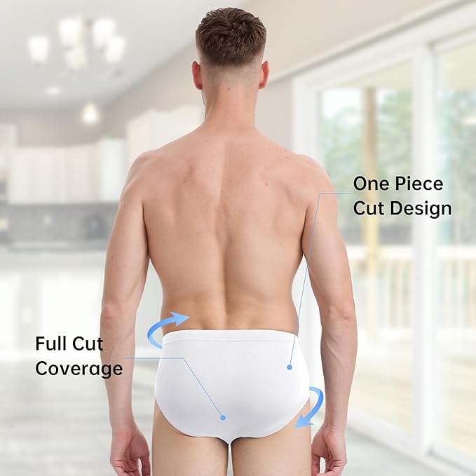 BAMBOO COOL Men's Underwear Briefs Fabric Covered Waistband Underwear Breathable Briefs with 3D Pouch Tagless Panties for Men