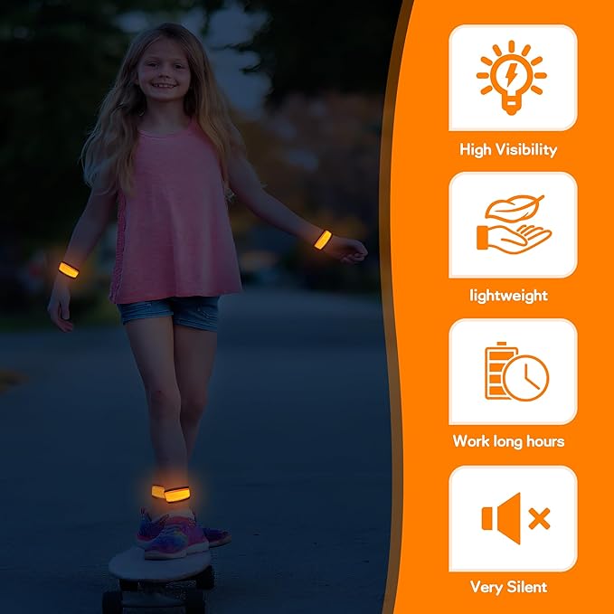 6 PCS LED Reflective Gear, LED Wristbands, LED Light Up Wristbands for Walking, Running, Jogging, Concerts, Sports, Camping, Sporting Events, Party, Rave Accessories