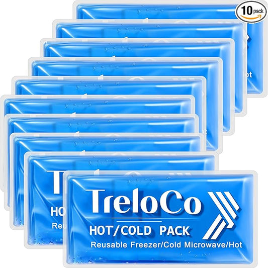 TrelaCo 10 Pcs Gel Ice Packs Reusable 9.4" x 4.7" Soft Flexible Ice Pack for Injuries Hot and Cold Compress for Knee Shoulder Head Neck Ankle Wrist Elbow Arm Foot Headaches Surgery