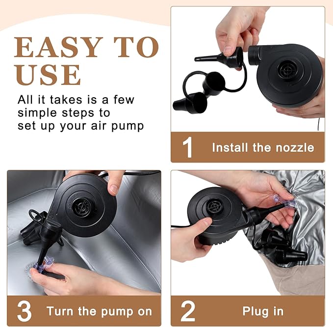 Realspring 12 Pcs Bean Bag Chairs for Adults Inflatable Chairs with Electric Air Pump,Blow up Couch Folding Portable Inflatable Couch Lazy Sofa for Reading Living Room Camping (Coffee)