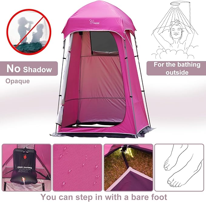 Vidalido Outdoor Camping Shower Tent Easy Setup Privacy Tent Changing Room Portable Camp Shower Tents for Camping with Floor, Waterproof Privacy Shelters Camping Toilet Tent