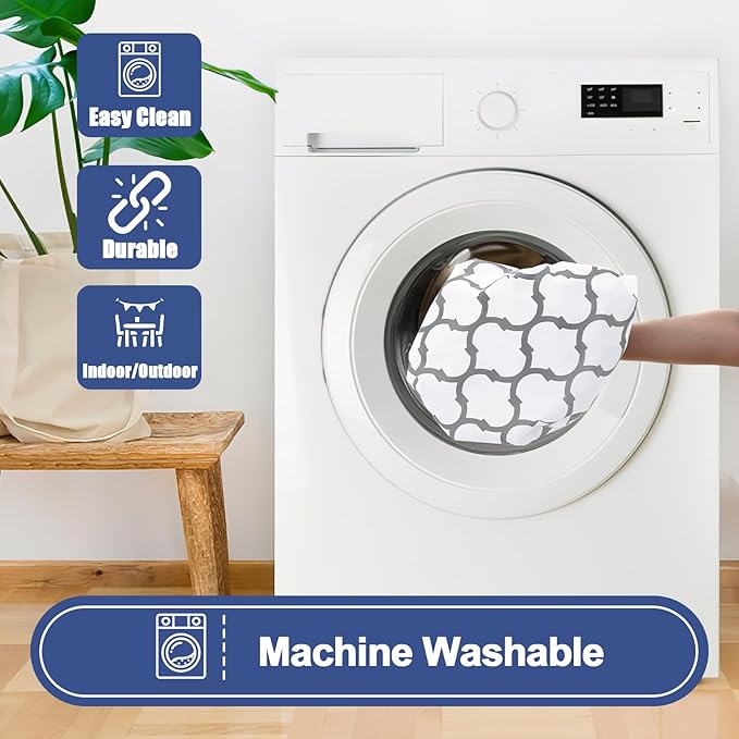 Smiry Picnic Table Cover with Bench Covers, Waterproof Elastic Fitted Tablecloth for 6 Foot Tables, Washable Polyester Tablecloths for Camping, Indoor & Outdoor (White Morocco, 30x72 Inch 3-pc Set)