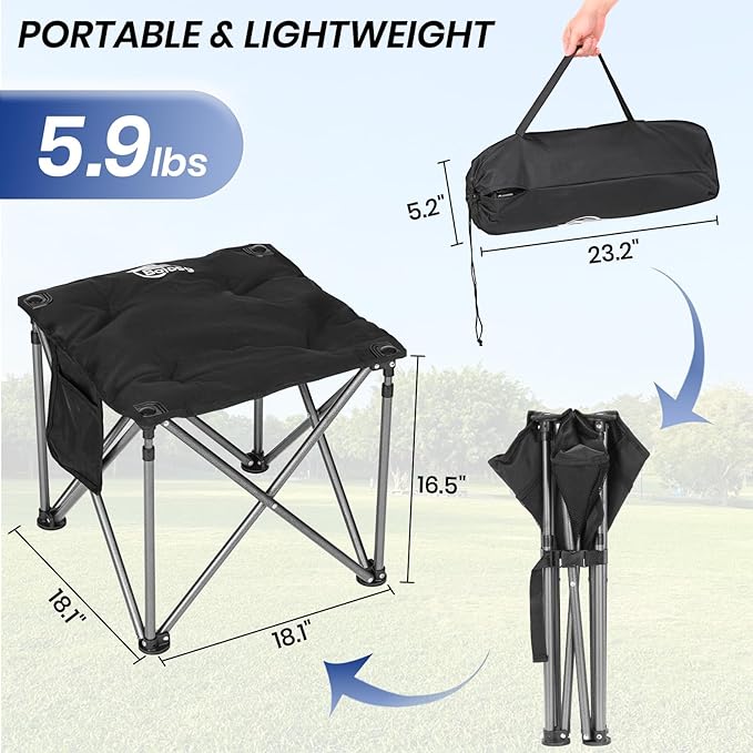 2 Pack Camping Stool Oversized Camping Foot Stool Ottoman Padded Camping Chair Foot Rest 450 lbs Heavy Duty Camp Stool Foldable Footrest