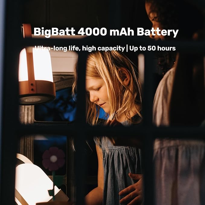 Bask KIN 3.0 Portable Cordless Lantern Table Lamp | USB Rechargeable | Powerful Long-Lasting 4000mAh Battery | Kids Bedroom | Easy 3-Step Touch Dimmable | UltraBright LED (Vanilla Cream)