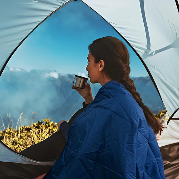 Outdoor Waterproof Blanket, Foldable Fleece Stadium Blanket for Outdoor Sports Event, Camping, Concerts, Car, Pet, Picnics - Windproof, Wearable, Machine Washable 80" x 58"