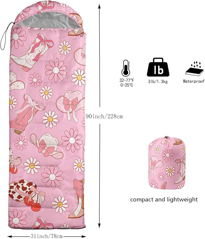 QOOMO Camping Sleeping Bags,3 Season Warm & Cool Weather,Lightweight,Waterproof Sleeping Bags for Adults & Kids,Traveling,and Outdoors,Camping Gear Equipment