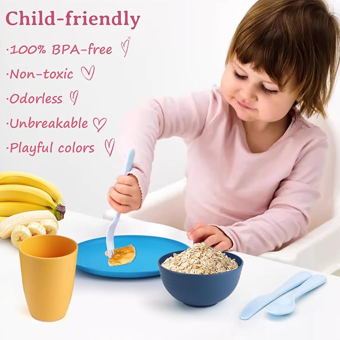 Homienly Dessert Plates Set of 8 Small Wheat Straw Plate Set, Side Dish Appetizer Plates for Kitchen Unbreakable Snack Plate for Kids Mini Dinner Plate for Snack,5.7 Inch(Island Series)