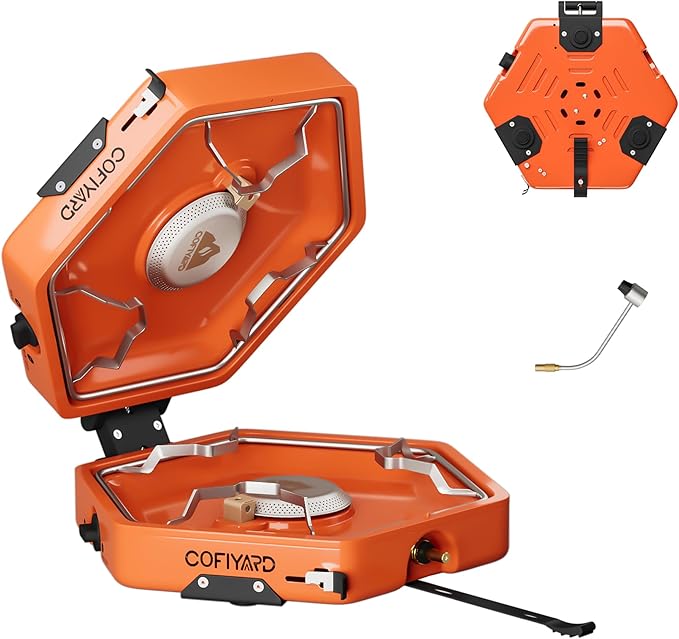 Propane 2 Burner Camping Stove with Carrying Bag, Portable Folding Gas Stove for Camping, Backpacking Camp Stove for Outdoor Cooking, With 17,000 BTU Adjustable Burners for BBQ, Tailgating