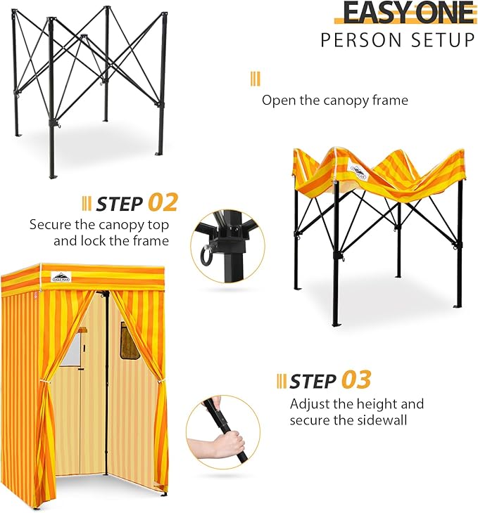 EAGLE PEAK Flex Compact 4x4 Pop-up Canopy Changing Room, Portable Privacy Dressing Room for Indoor Fashion Photoshoots, Camping, or Pool, Yellow/Orange