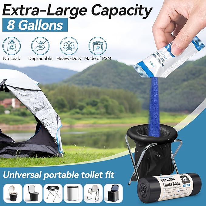 Poesie Poo Absorbent Gel Powder for Portable Toilet Camping Hiking Outdoor Portable Potty Resolution