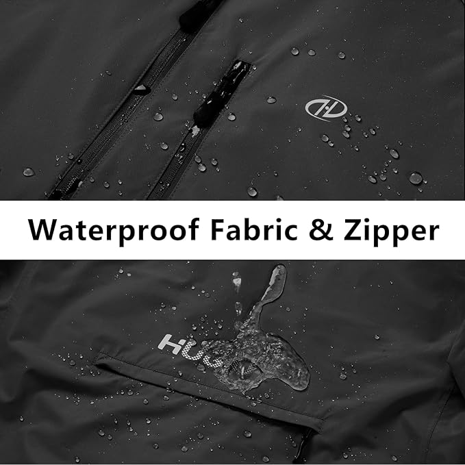 Men's Cycling Running Rain Jacket Lightweight Waterproof Biking Hiking Windbreaker Raincoat Reflective Packable