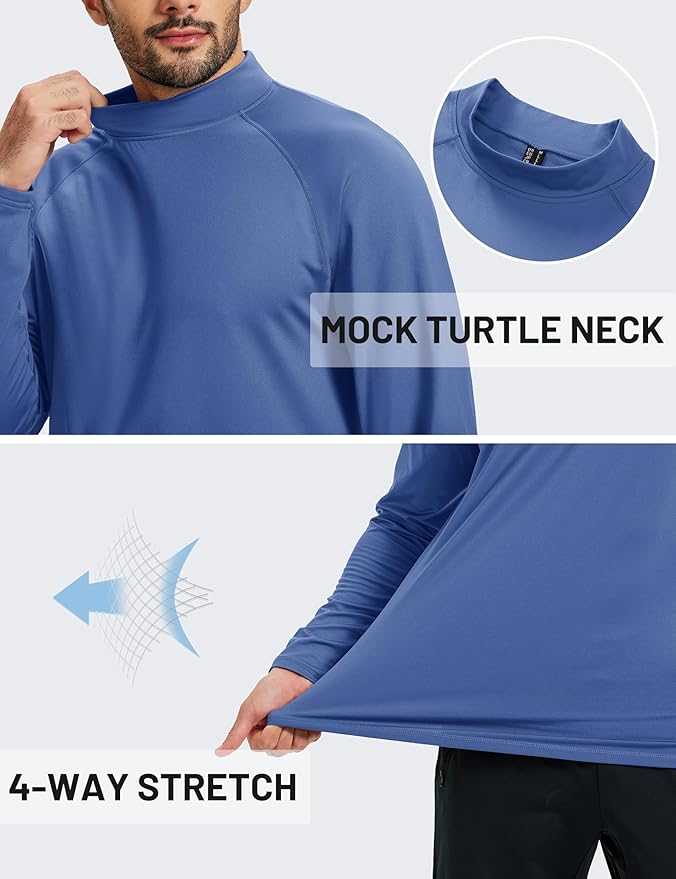 TACVASEN Mens Thermal Fleece Shirt Mock Turtle Neck Base Layer Long Sleeve Athletic Warm Undershirt Winter Running Tops