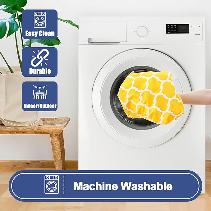 Smiry Picnic Table Cover with Bench Covers, Waterproof Elastic Fitted Tablecloth for 6 Foot Tables, Washable Polyester Tablecloths for Camping, Indoor & Outdoor (Yellow Morocco, 30x72 Inch 3-pc Set)