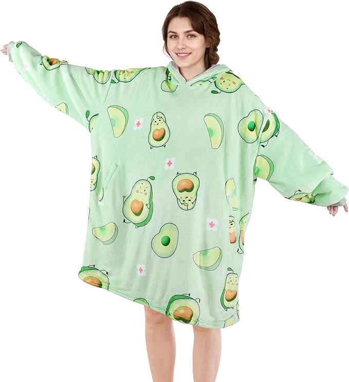 LetsFunny Blanket Hoodie,Oversized Wearable Sherpa Fleece Blanket Sweatshirt,Super Soft Warm Cozy with Giant Pocket,for Women Men Adults Teenagers Kids, One Size Fits All