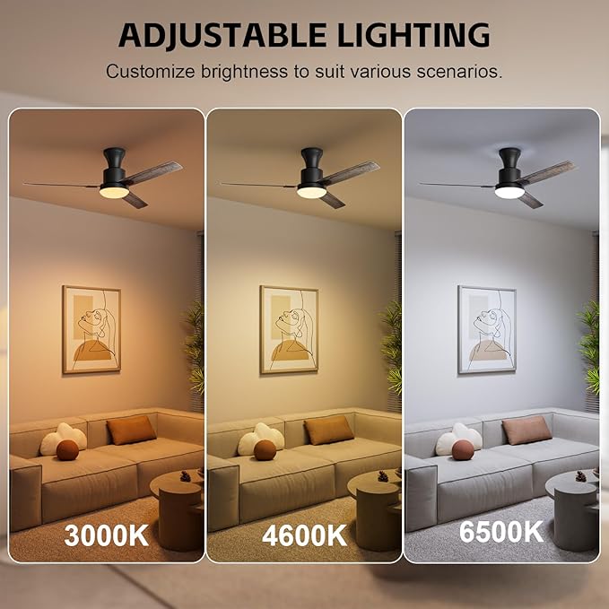 Obabala 60" Ceiling Fan with Remote, LED Light, Reversible Silent DC Motor, 6 Speeds, Large Modern Ceiling Fan for Outdoor Patio, Spacious Bedroom